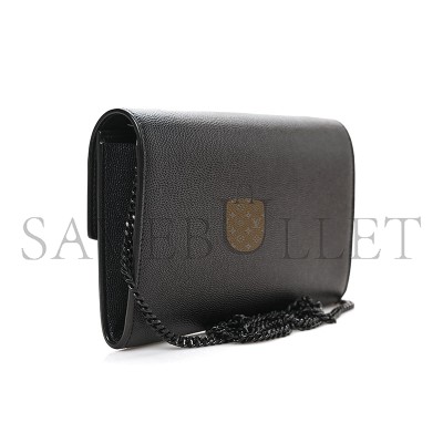 YSL UPTOWN CHAIN WALLET IN GRAIN DE POUDRE EMBOSSED LEATHER 6077881GF0U1000 (19*12*3cm)